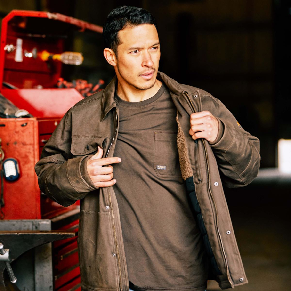 blast Ariat armeringsjärn duracanvas sherpafodrad kappa gärdsmyg män F04841756