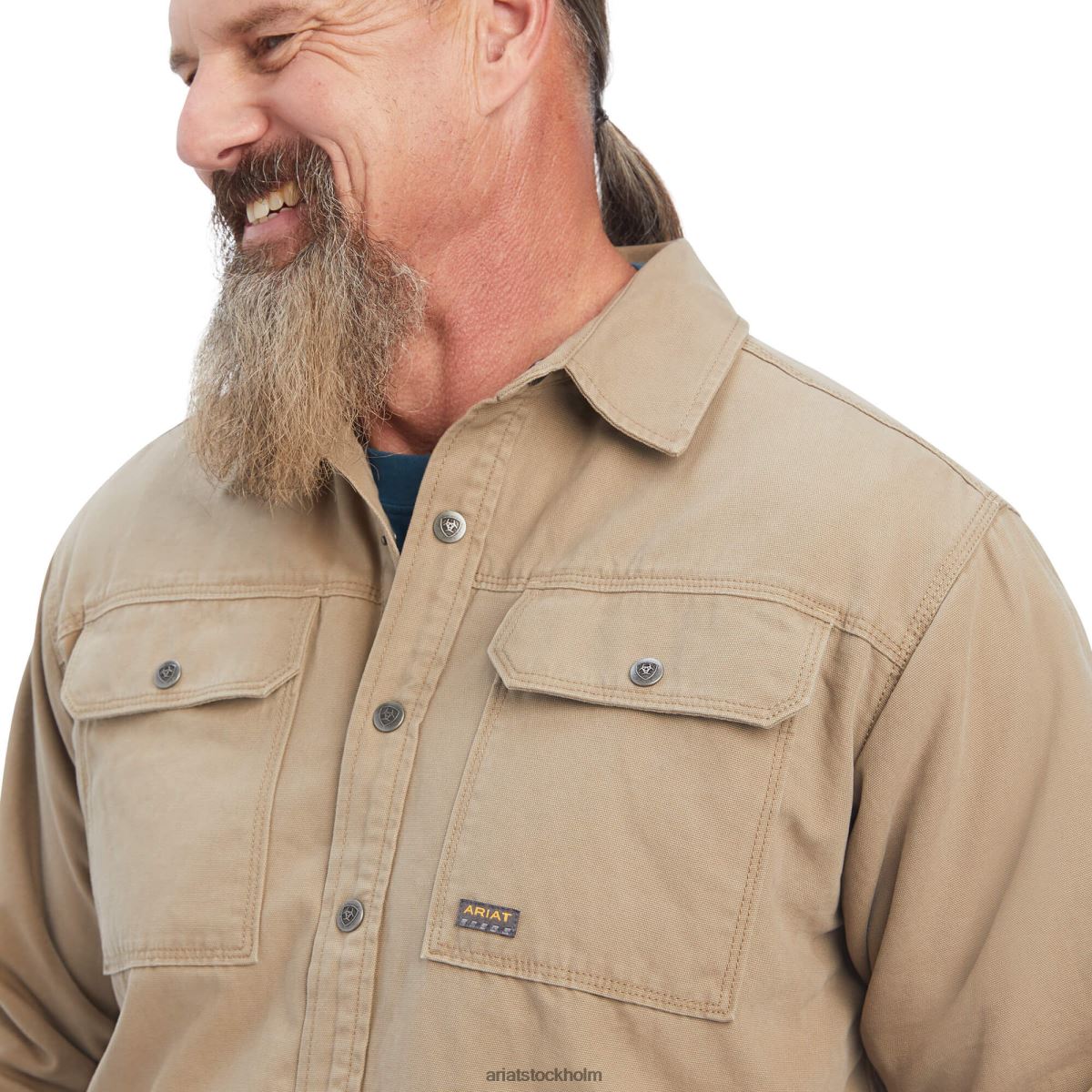 blast Ariat armeringsjärn klassisk canvas skjortjacka armeringsjärn khaki män F04841592
