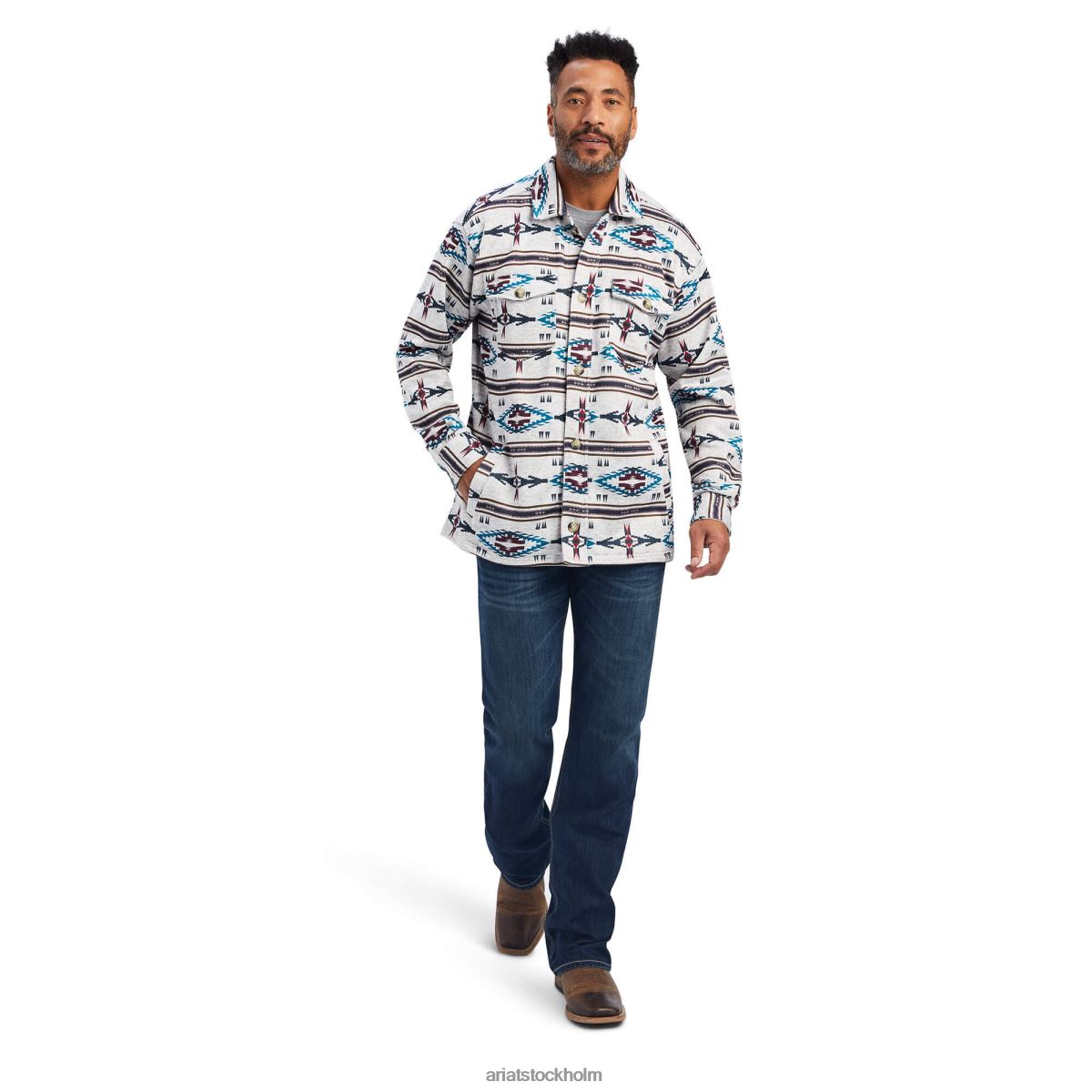 blast Ariat caldwell tryckt skjortjacka mörk havregryn män F04841482