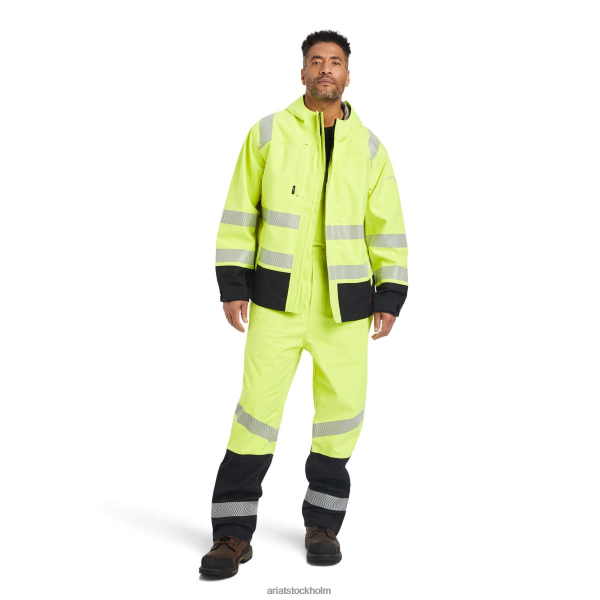blast Ariat fr hi-vis vattentät jacka med huva hi-vis gul män F04841585