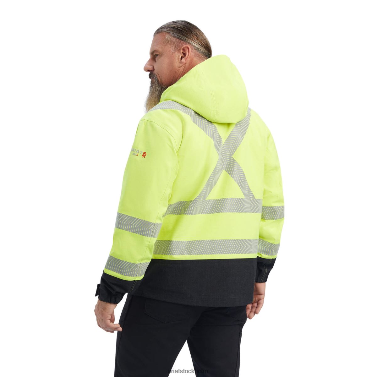 blast Ariat fr hi-vis vattentät jacka med huva hi-vis gul män F04841585