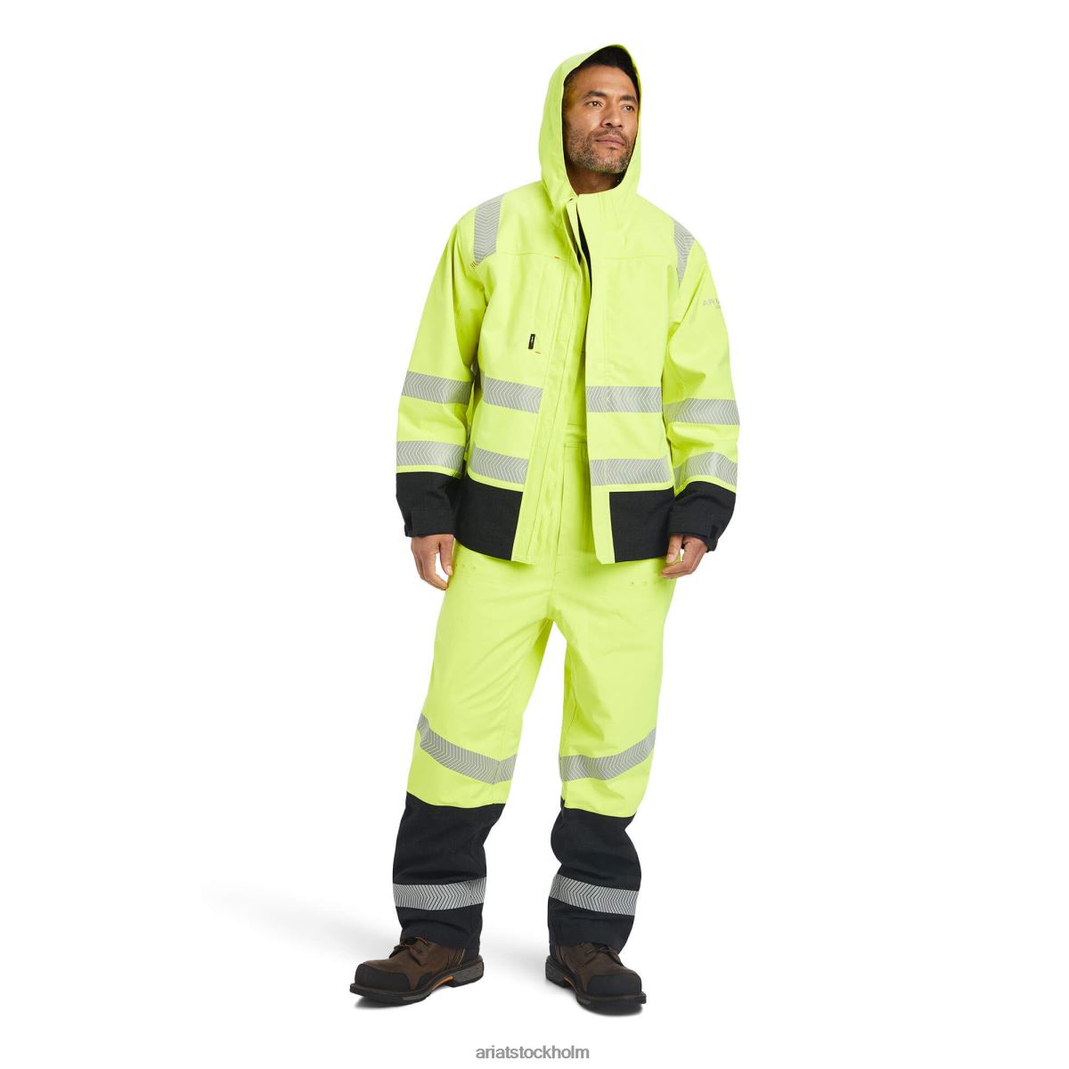blast Ariat fr hi-vis vattentät jacka med huva hi-vis gul män F04841585