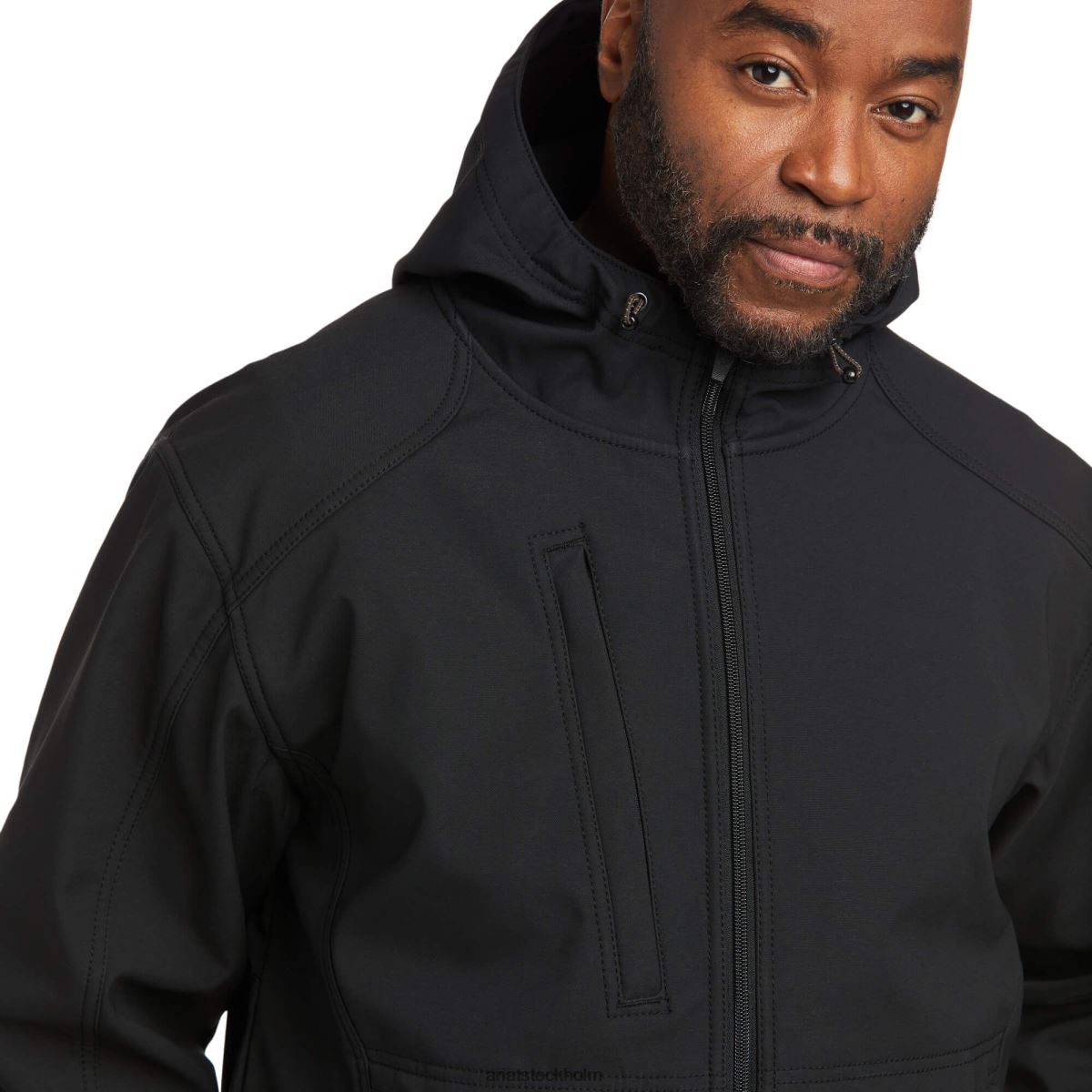 blast Ariat softshelljacka med huva med logotyp i armeringsjärn i stretchcanvas svart/lime män F04841647