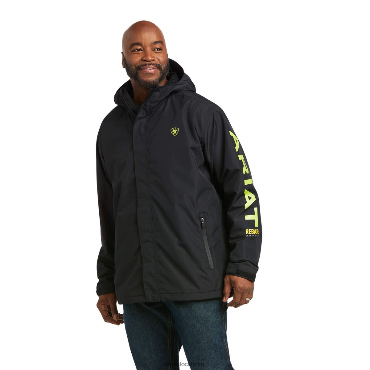 blast Ariat vattentät jacka med rebar stormshell logotyp svart/lime män F04841560