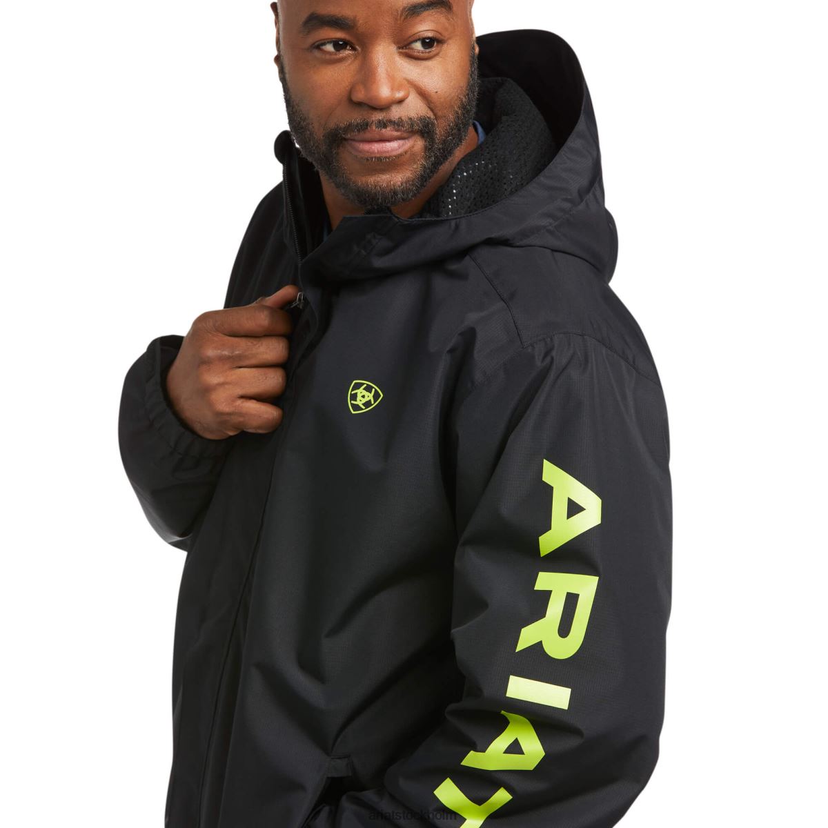 blast Ariat vattentät jacka med rebar stormshell logotyp svart/lime män F04841560