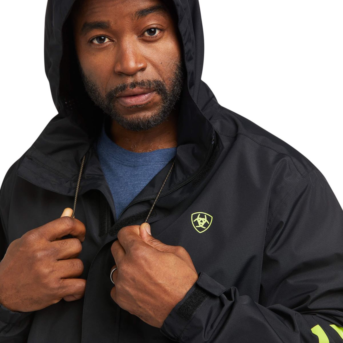 blast Ariat vattentät jacka med rebar stormshell logotyp svart/lime män F04841560