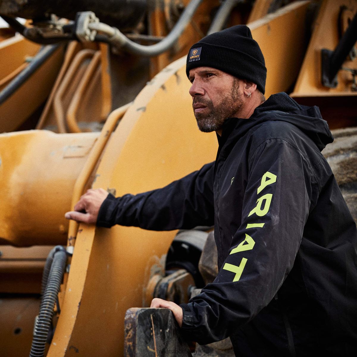 blast Ariat vattentät jacka med rebar stormshell logotyp svart/lime män F04841560