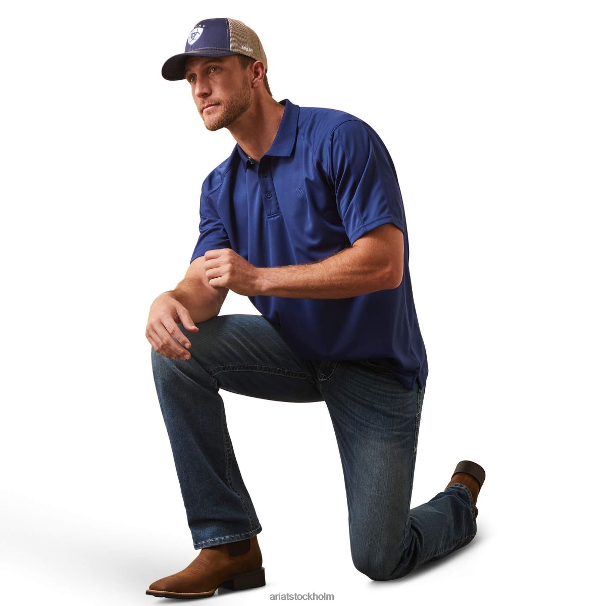blast Ariat ac polo molnbrott blått män F0484719