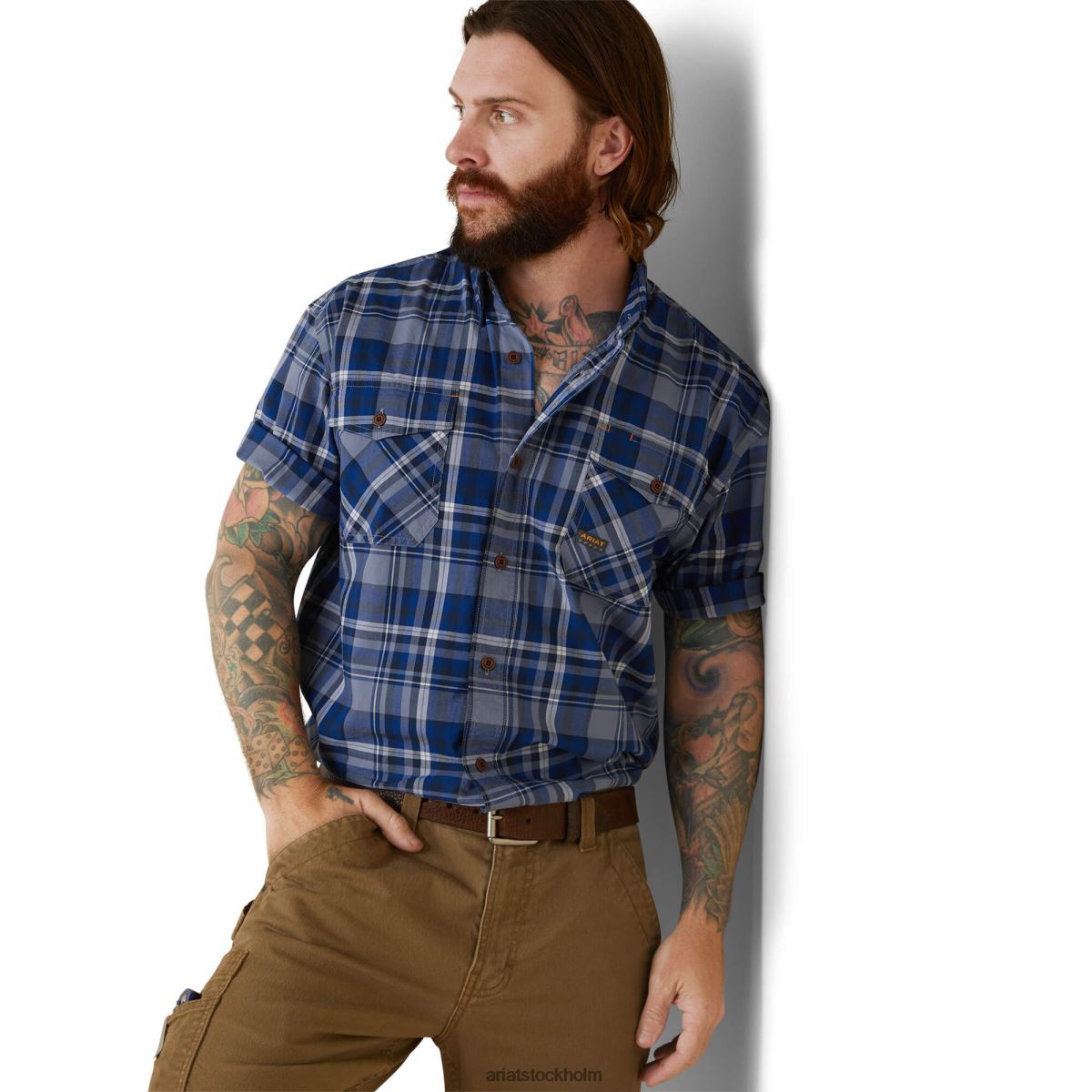 blast Ariat armeringsjärn tillverkad tuff durastretch arbetsskjorta stentvätt pläd män F04841016