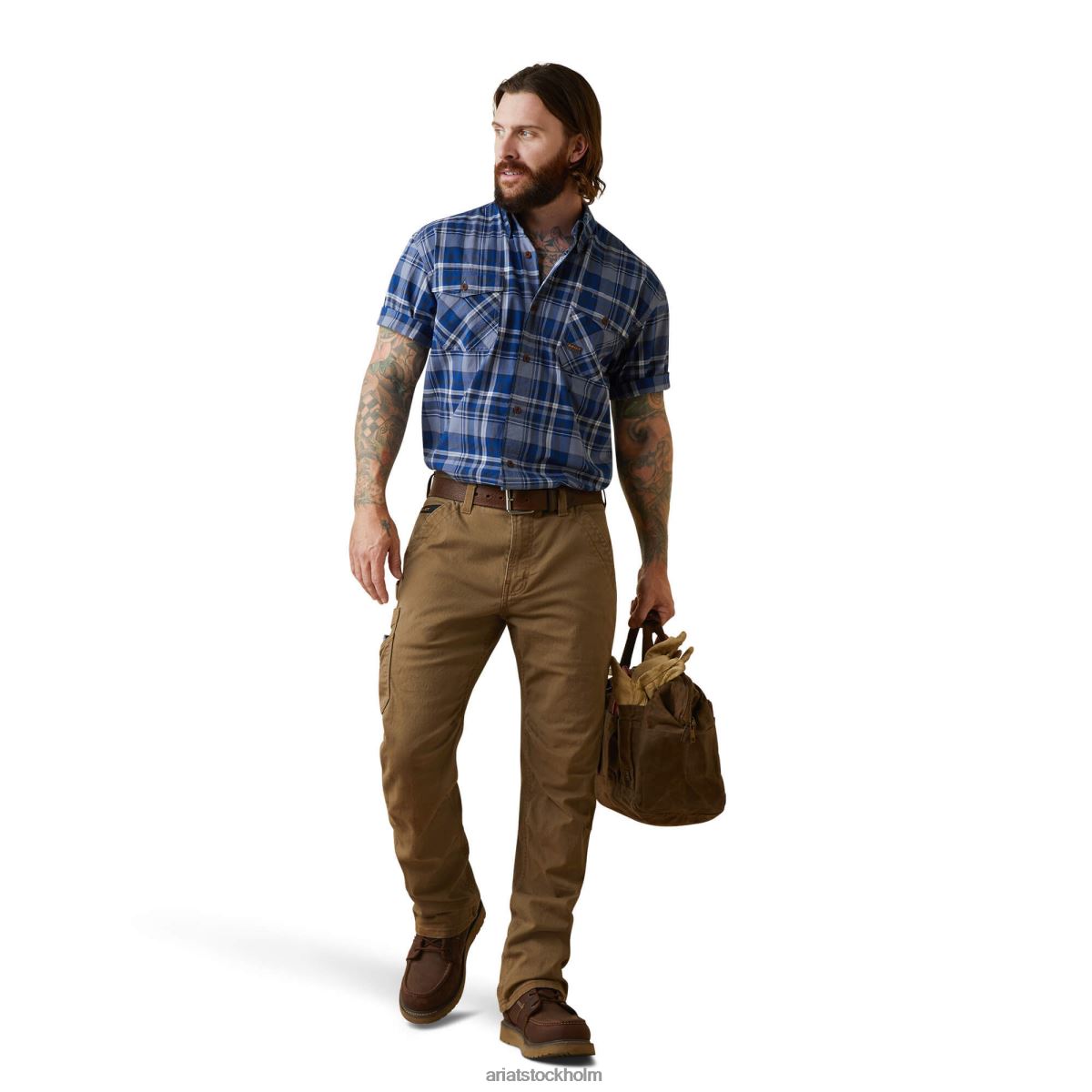 blast Ariat armeringsjärn tillverkad tuff durastretch arbetsskjorta stentvätt pläd män F04841016