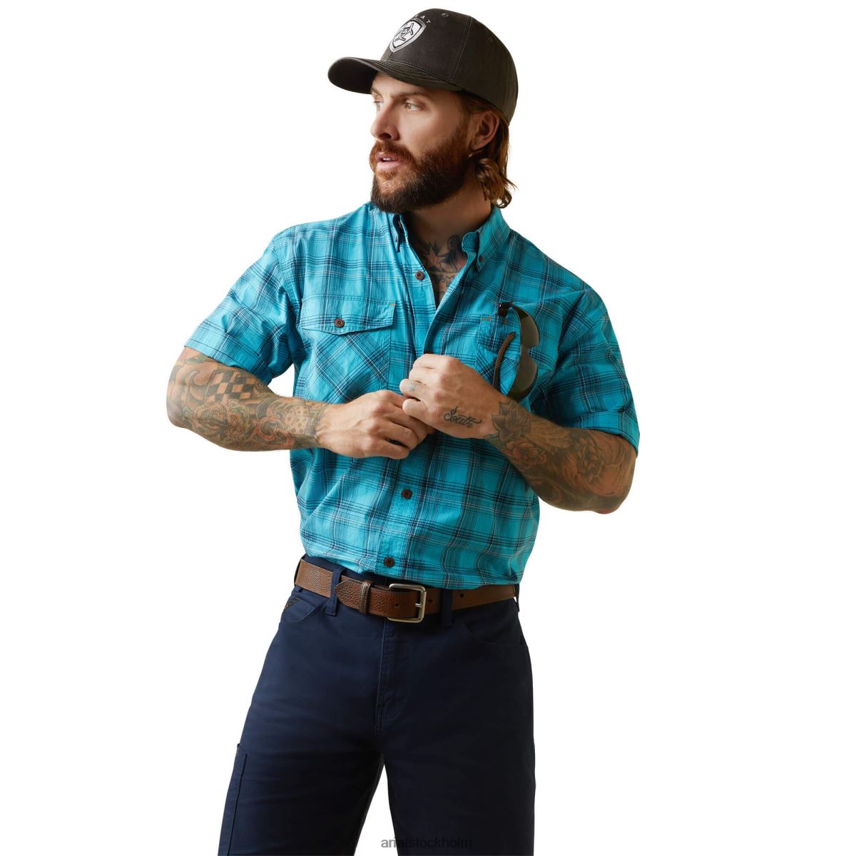 blast Ariat armeringsjärn tillverkad tuff durastretch arbetsskjorta ungkarl knapp pläd män F0484970