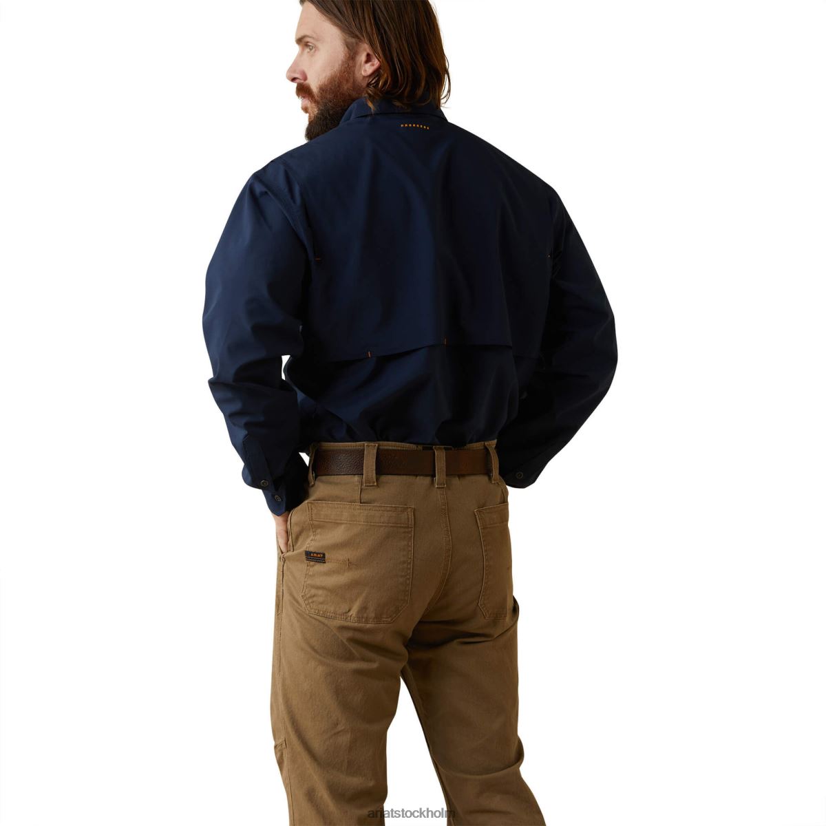 blast Ariat armeringsjärn tillverkad tuff venttek durastretch arbetsskjorta Marin män F04841043