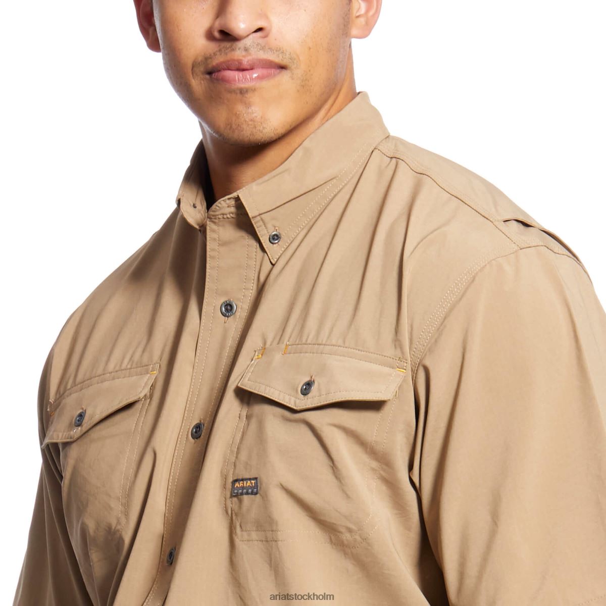 blast Ariat armeringsjärn tillverkad tuff venttek durastretch arbetsskjorta kaki män F04841228