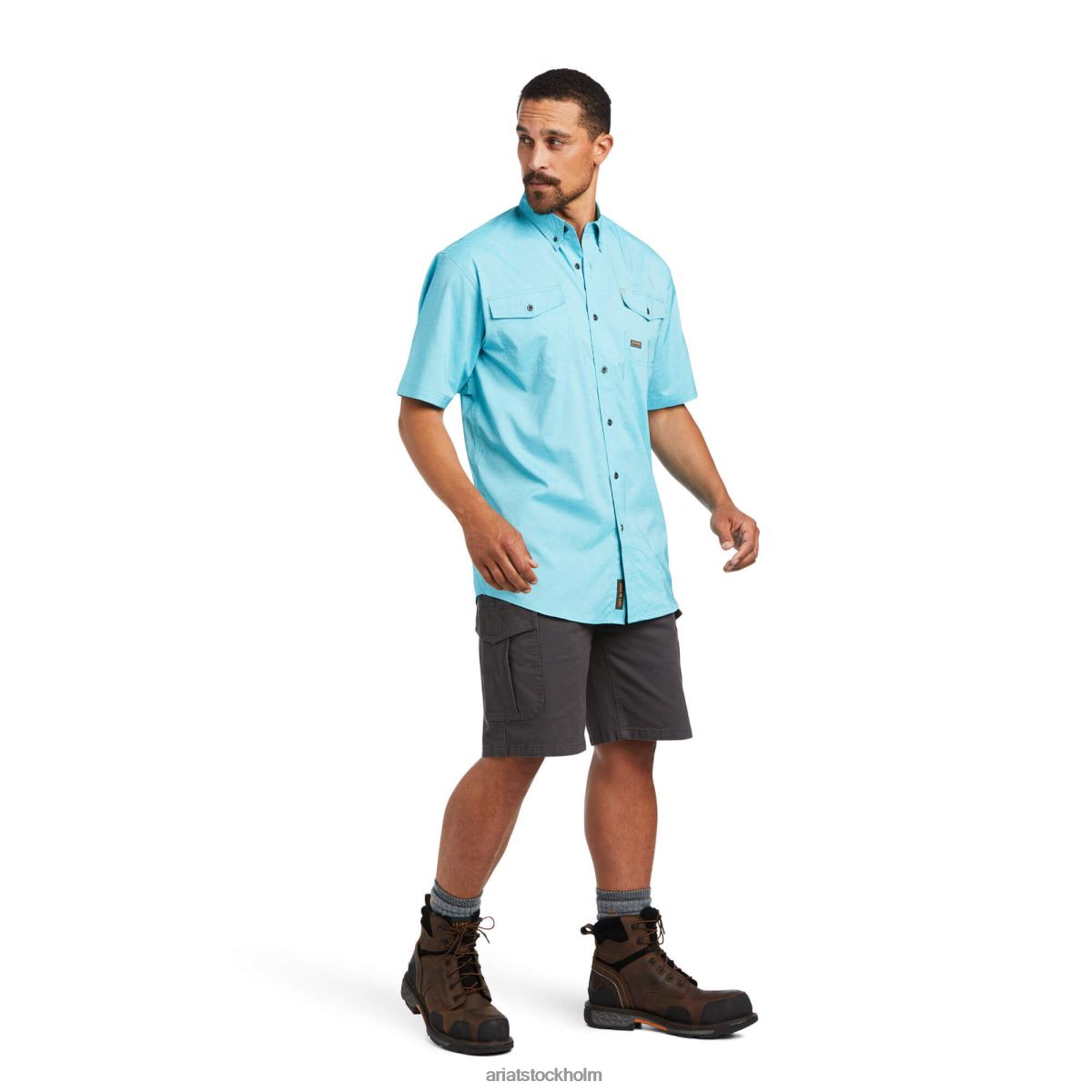 blast Ariat armeringsjärn tillverkad tuff venttek durastretch arbetsskjorta karibisk ljung män F04841187