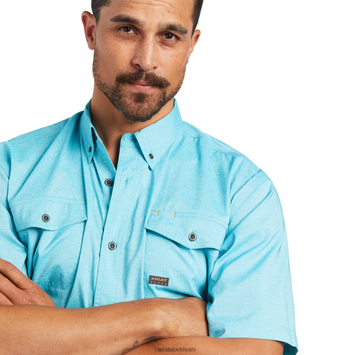 blast Ariat armeringsjärn tillverkad tuff venttek durastretch arbetsskjorta karibisk ljung män F04841187