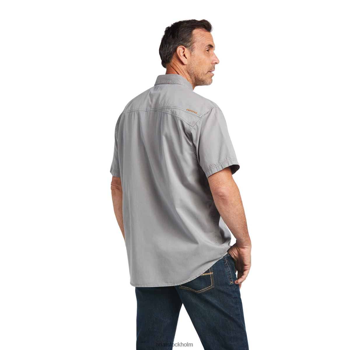 blast Ariat armeringstvättad arbetsskjorta i twill silverräv män F04841323