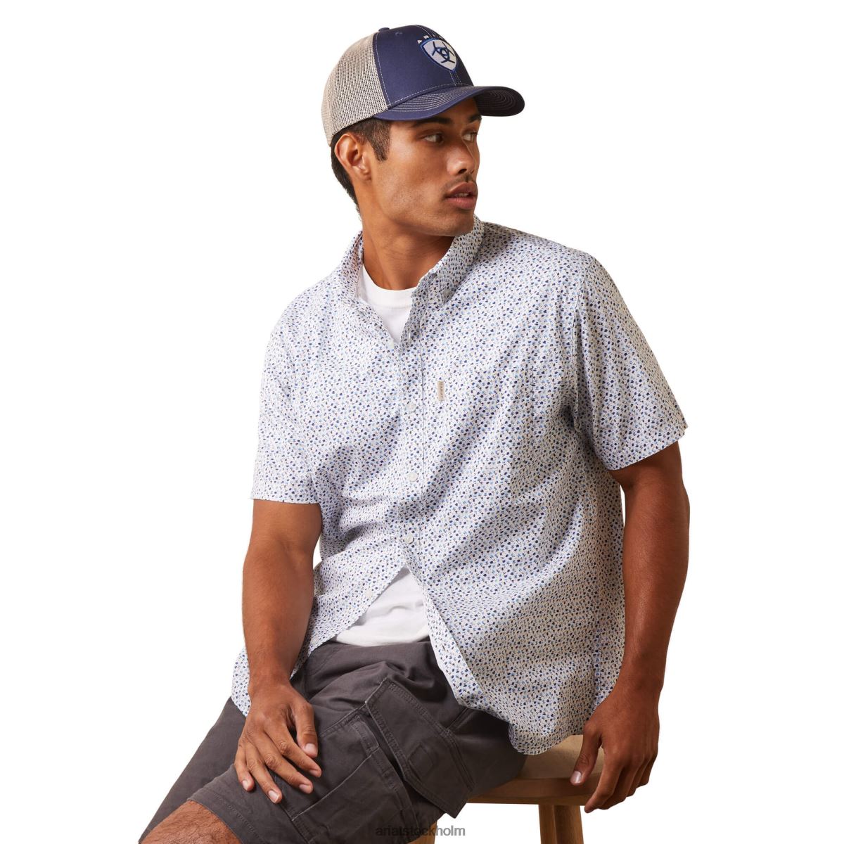 blast Ariat blommig escape stretch skjorta med modern passform vit män F04841062