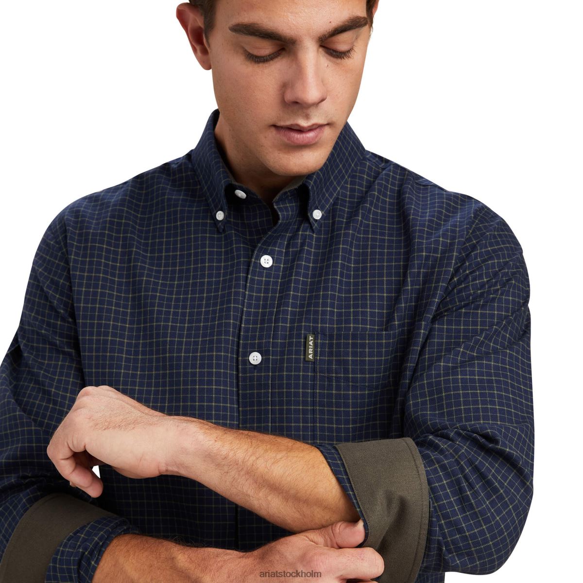 blast Ariat clement skjorta marinen tattersall män F04841334