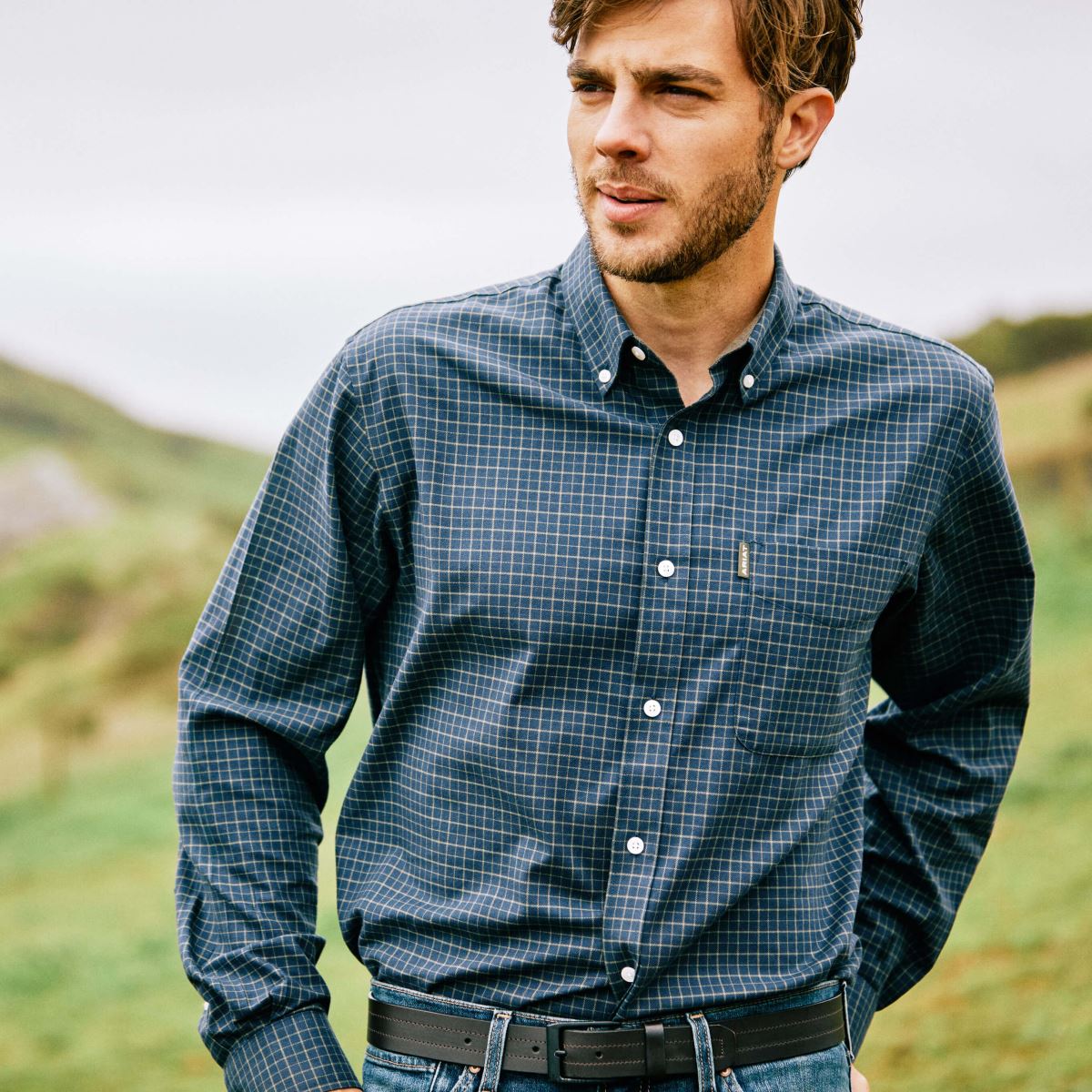 blast Ariat clement skjorta marinen tattersall män F04841334