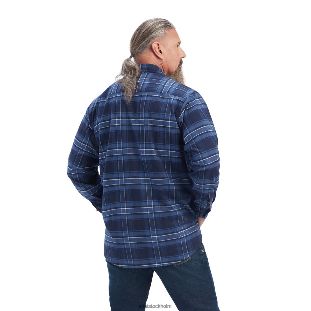 blast Ariat durastretch arbetsskjorta i armeringsjärn i flanell Marin män F04841115
