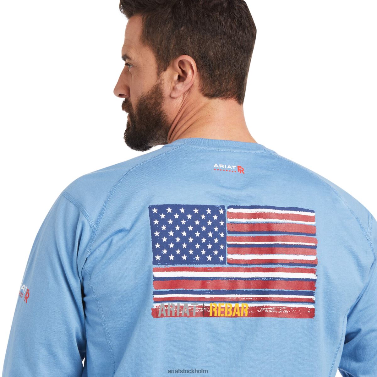 blast Ariat fr air märke flagga grafisk topp stålblå män F0484817