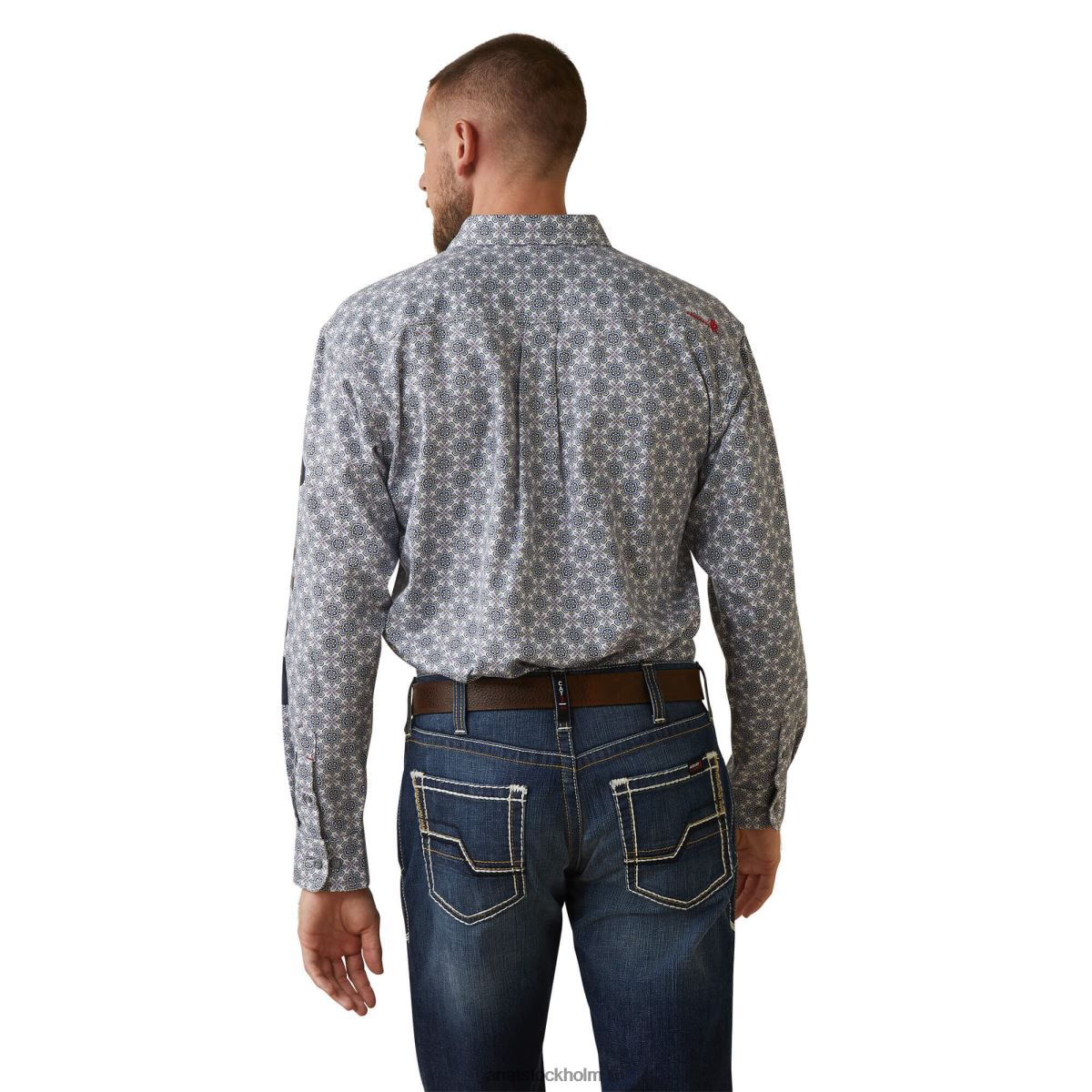 blast Ariat fr amato logotyp stretch arbetsskjorta lavendeltryck män F04841303