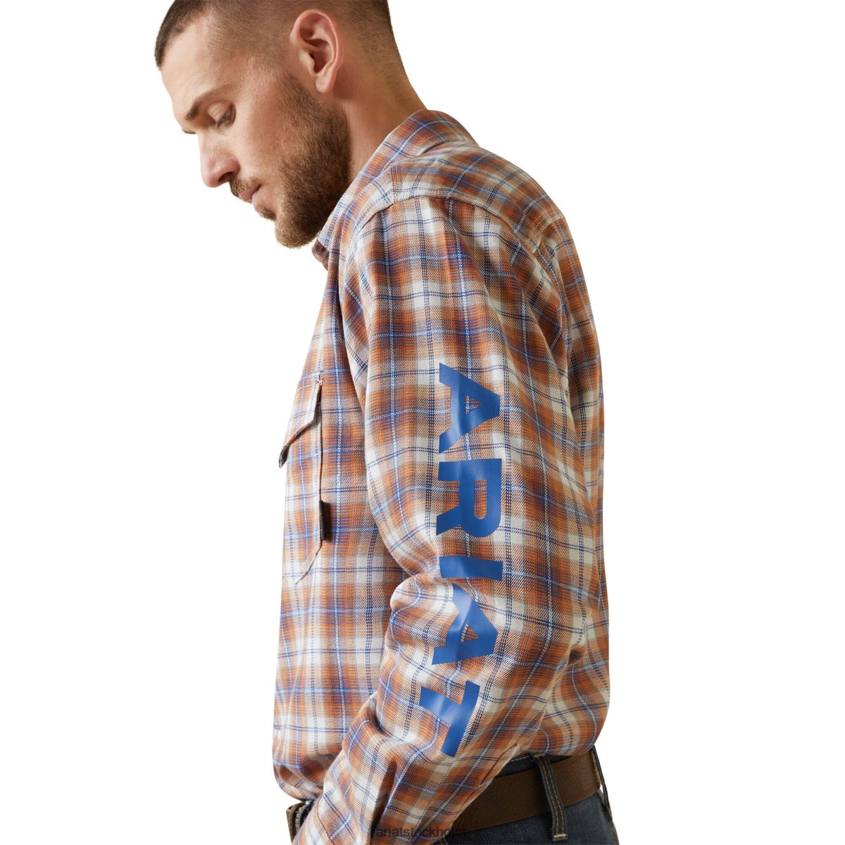 blast Ariat fr bentley logotyp arbetsskjorta marmelad pläd män F04841315