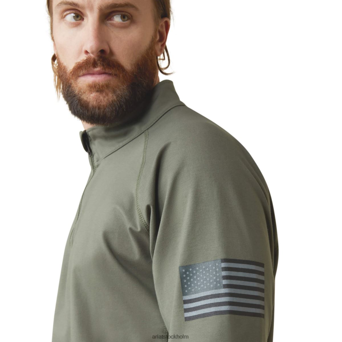 blast Ariat fr combat stretch patriot 1/4 arbetsskjorta med dragkedja mörk salvia män F0484786