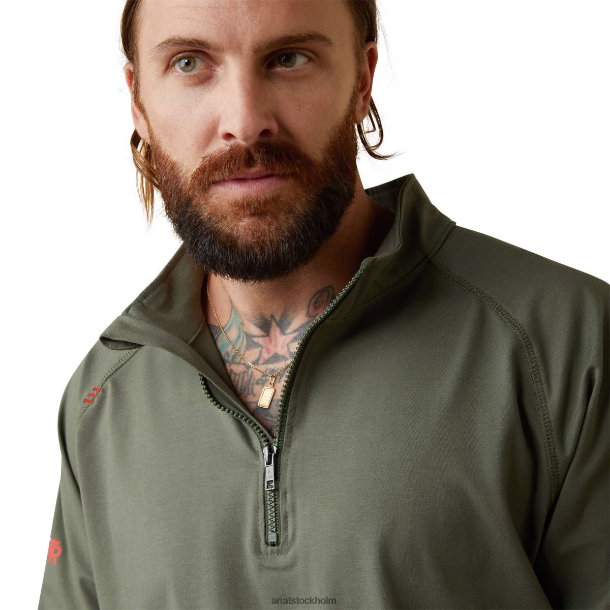 blast Ariat fr combat stretch patriot 1/4 arbetsskjorta med dragkedja mörk salvia män F0484786