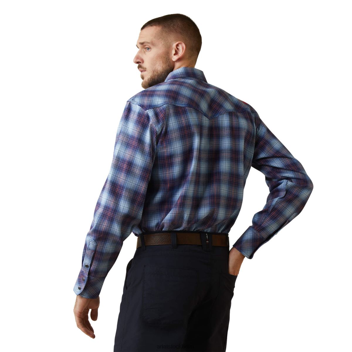 blast Ariat fr dolk retro passform arbetsskjorta med snäpp klar himmel pläd män F04841278