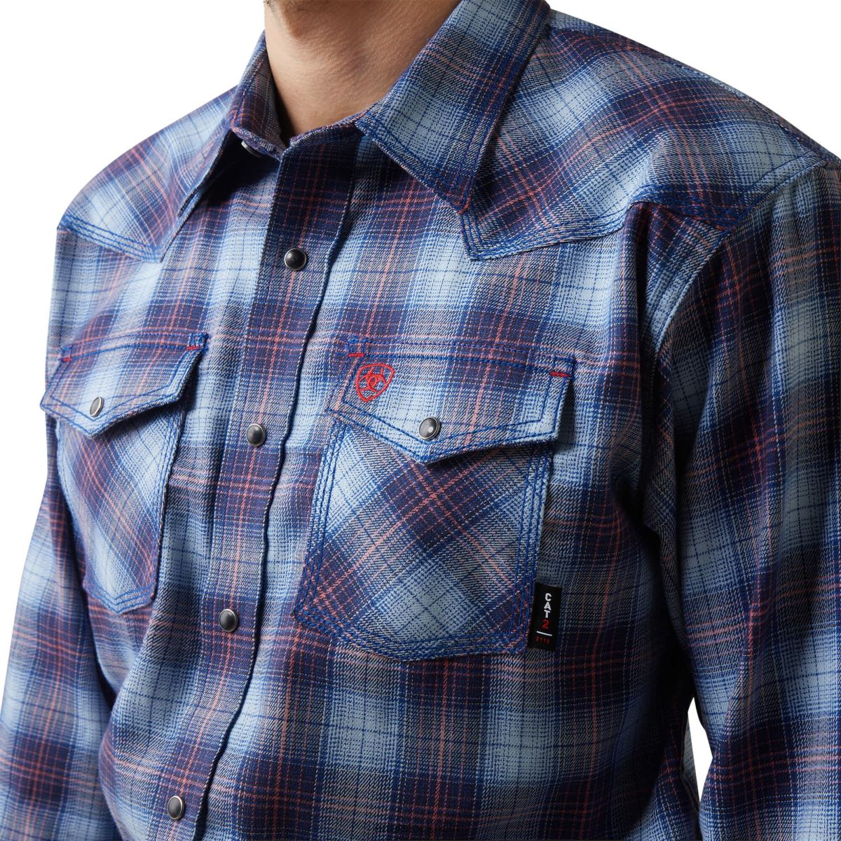 blast Ariat fr dolk retro passform arbetsskjorta med snäpp klar himmel pläd män F04841278