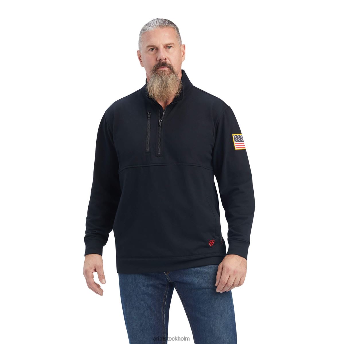 blast Ariat fr durastrech jobbskjorta i fleece 1/2 zip svart män F04841488