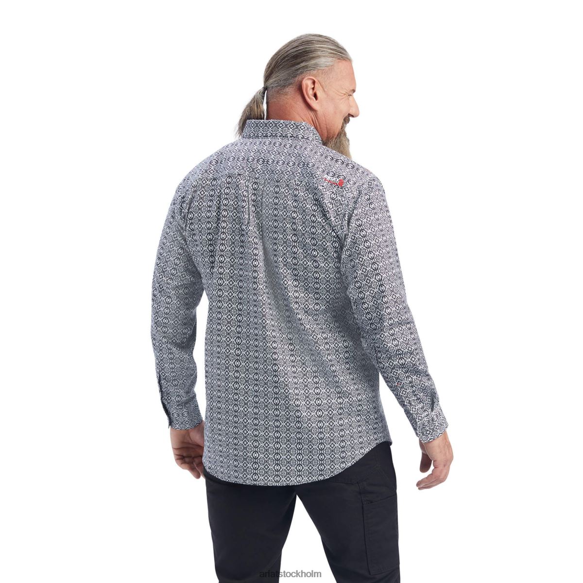 blast Ariat fr griffey durastretch arbetsskjorta svart/vitt tryck män F04841233