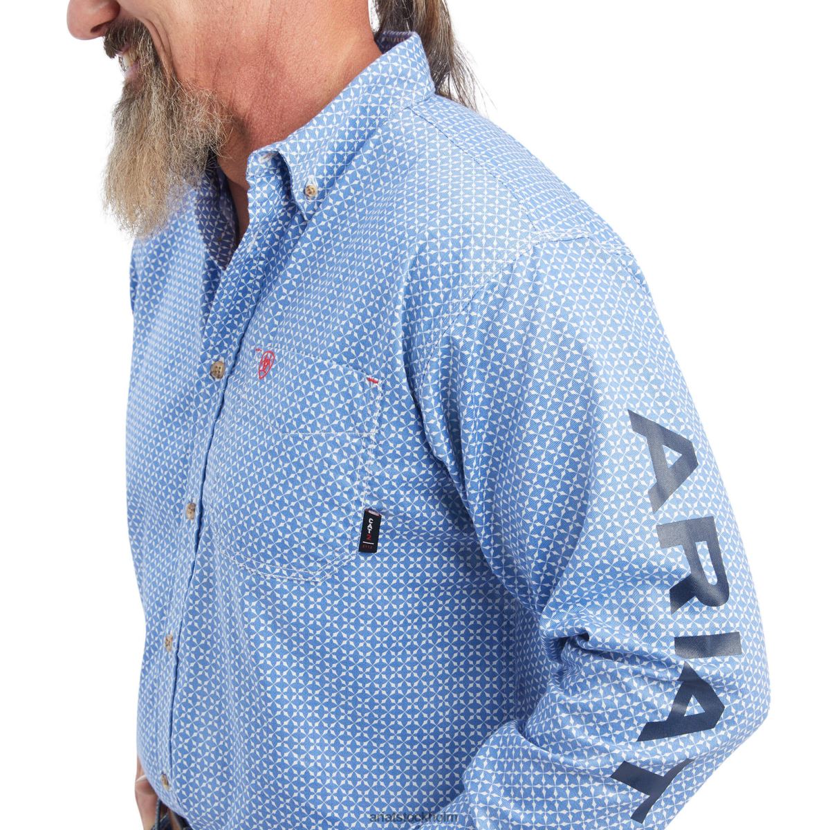 blast Ariat fr lanting logo arbetsskjorta turkos tryck män F04841290