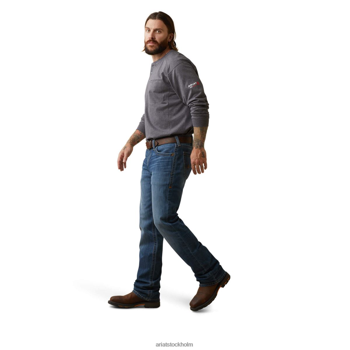 blast Ariat fr luftraffinaderi rad grafisk henley topp kolljung män F0484818