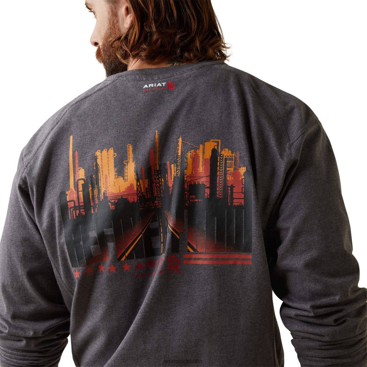 blast Ariat fr luftraffinaderi rad grafisk henley topp kolljung män F0484818