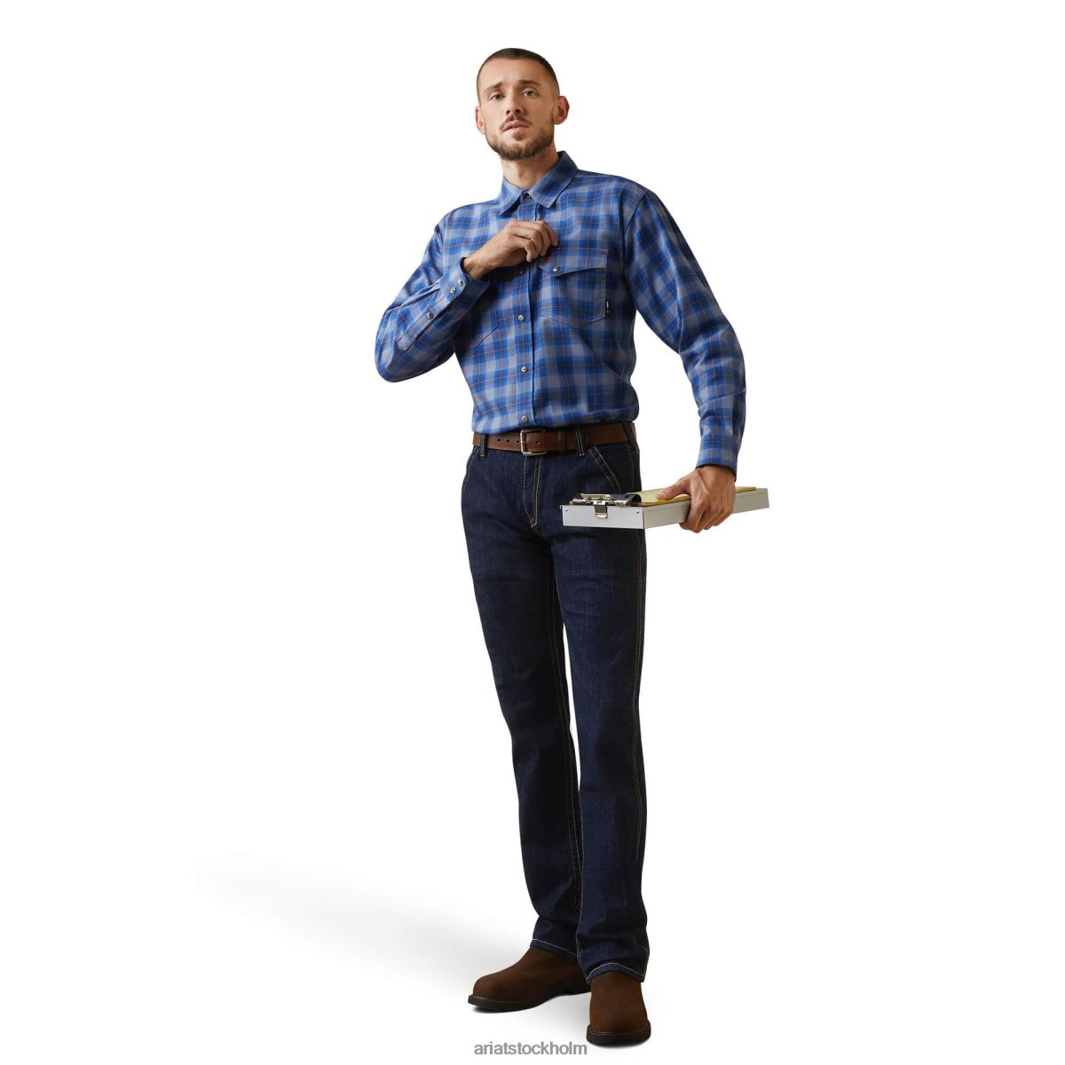 blast Ariat fr oz snap arbetsskjorta sten tvättad män F04841275