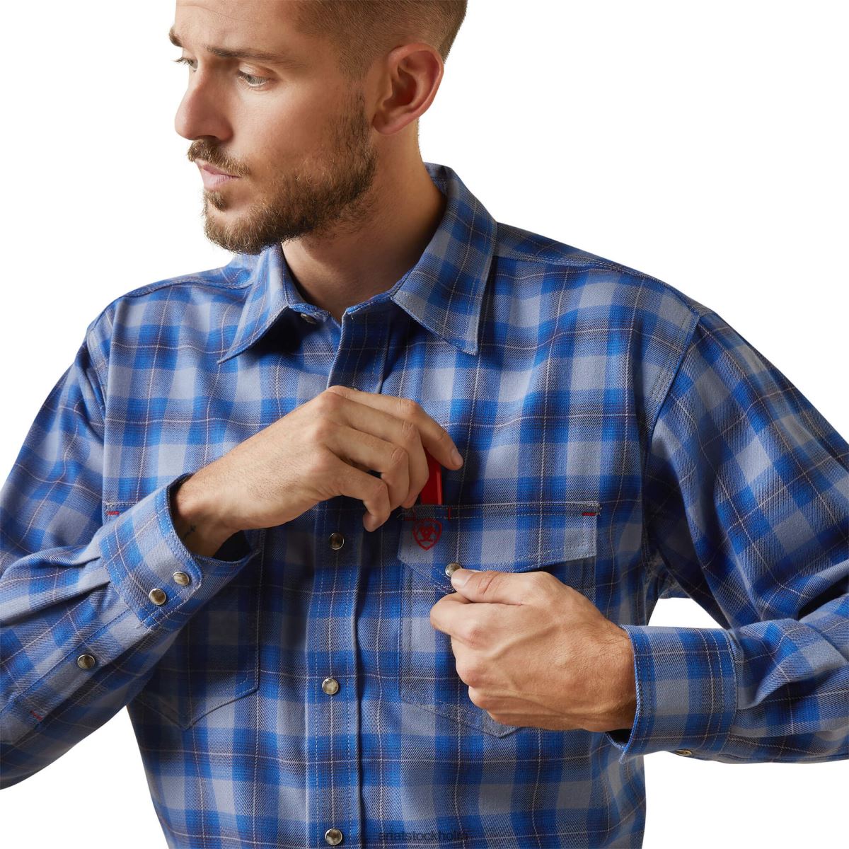 blast Ariat fr oz snap arbetsskjorta sten tvättad män F04841275