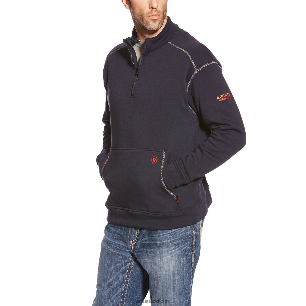 blast Ariat fr polartec fleece 1/4 dragkedja topp Marin män F04841503
