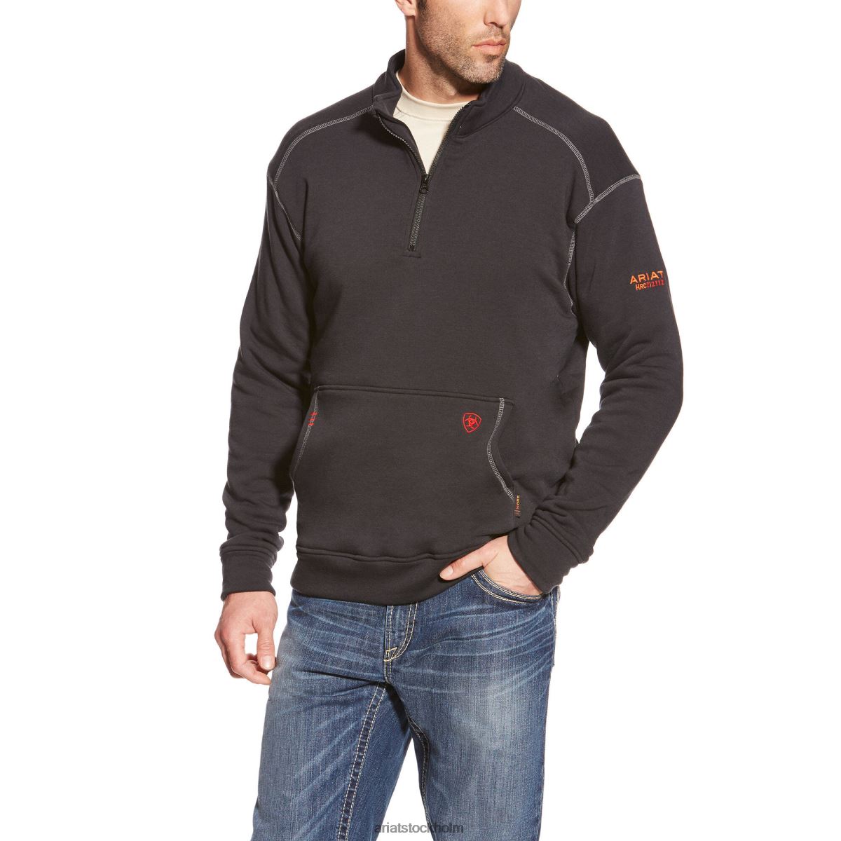 blast Ariat fr polartec fleece 1/4 dragkedja topp svart män F04841484