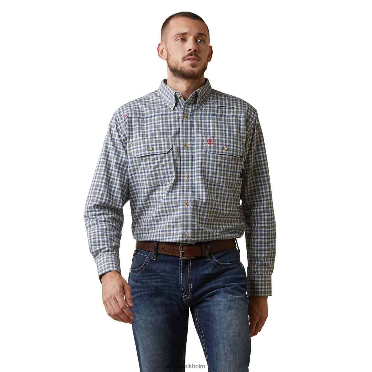 blast Ariat fr rutig fjäderlätt arbetsskjorta klar himmel pläd män F04841310