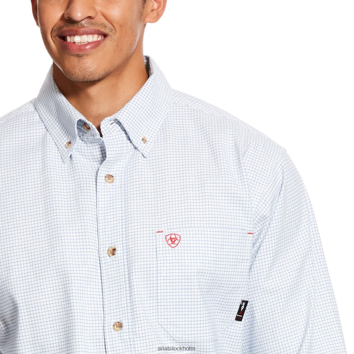 blast Ariat fr twill durastretch arbetsskjorta vit multi män F04841262