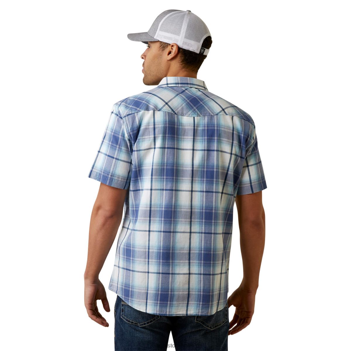blast Ariat hadder retro passform skjorta viddighet blå män F04841378