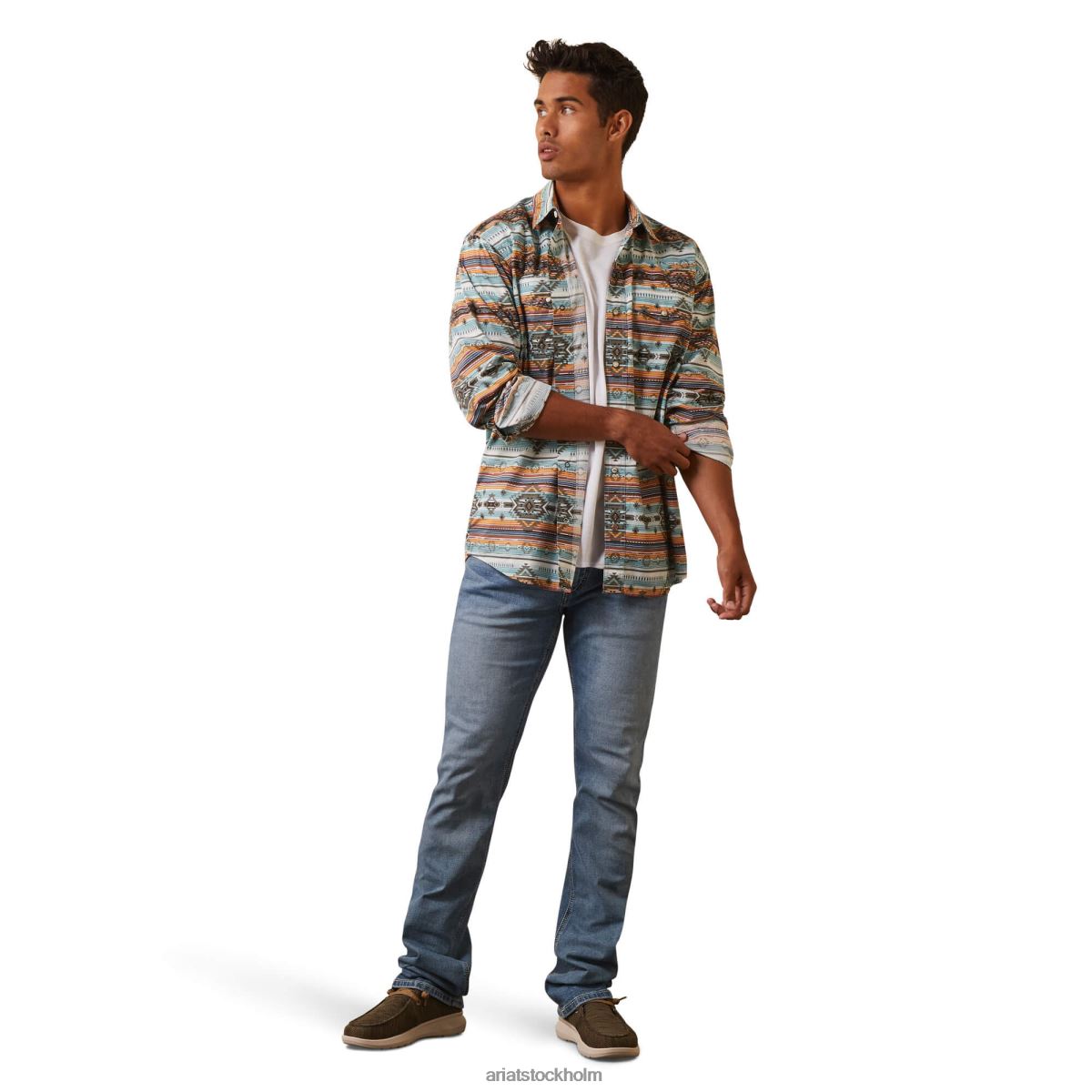 blast Ariat haldrich skjorta med retro passform ostrongrå män F04841021