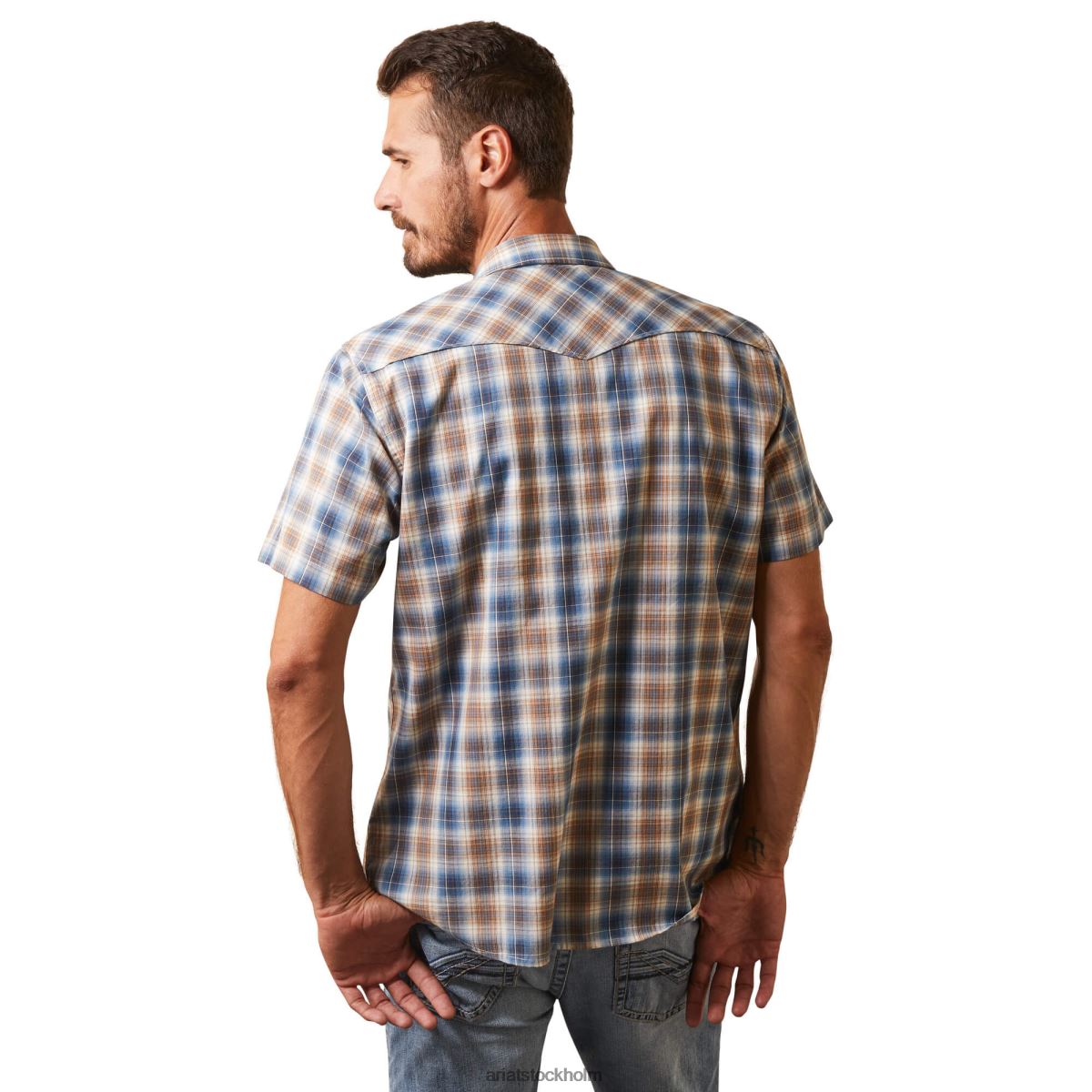 blast Ariat hallwood skjorta i retro passform blå himmel män F04841183