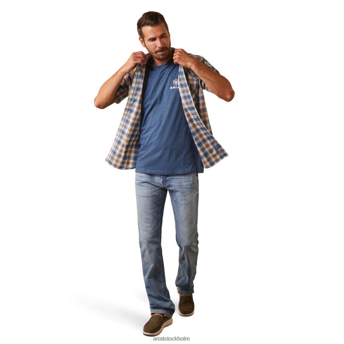 blast Ariat hallwood skjorta i retro passform blå himmel män F04841183