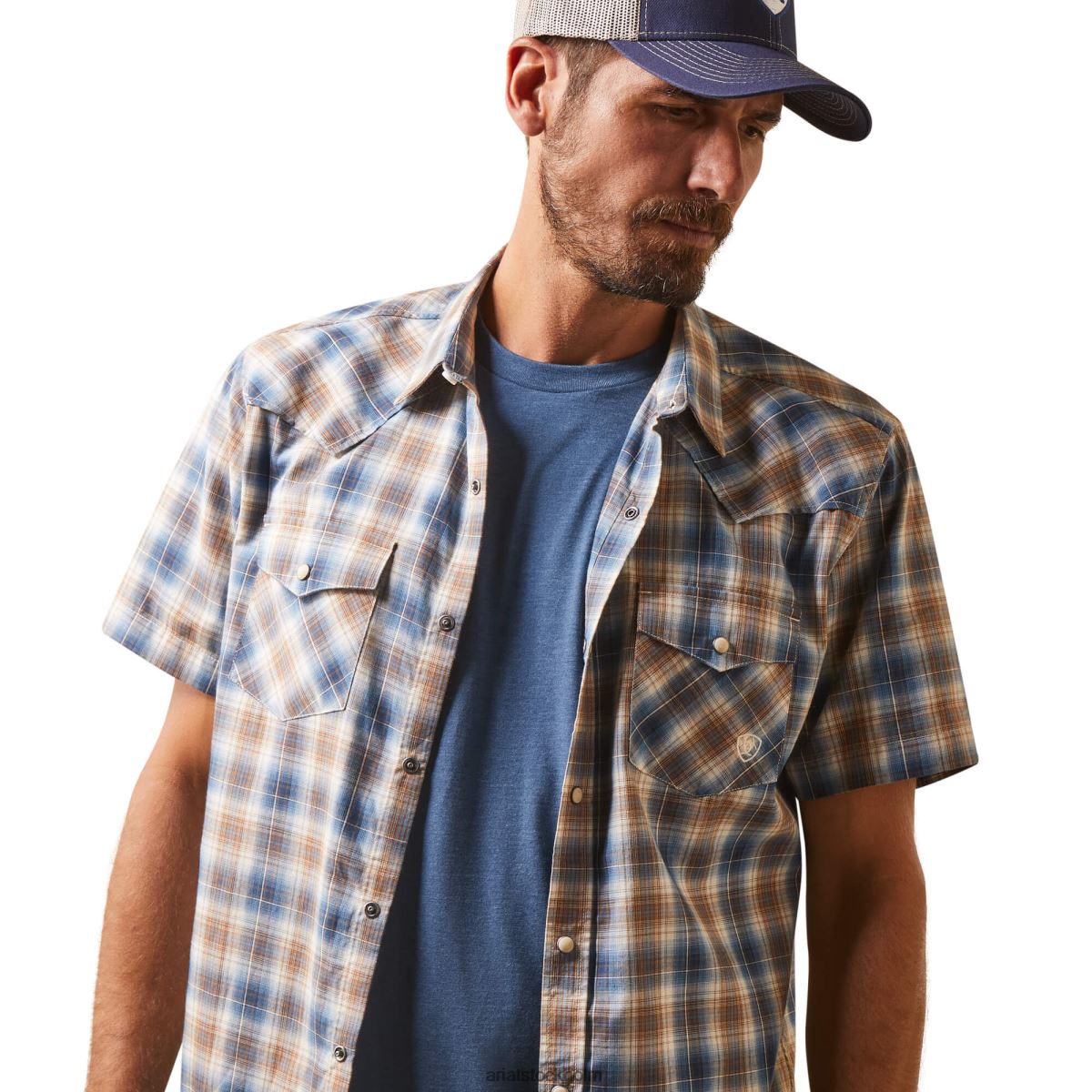 blast Ariat hallwood skjorta i retro passform blå himmel män F04841183
