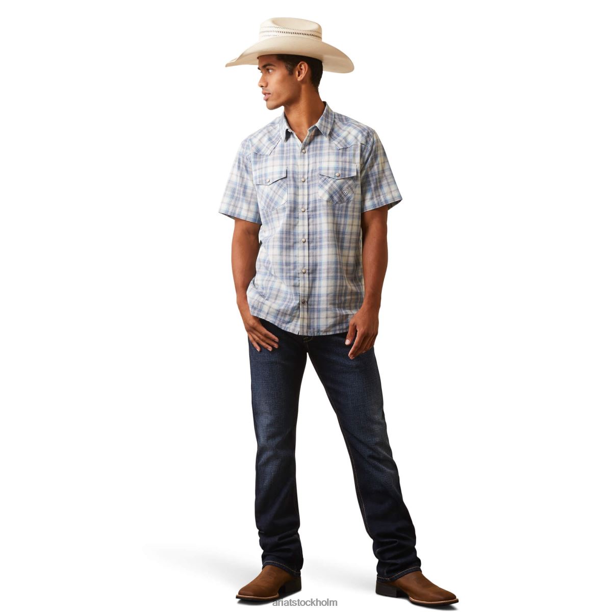 blast Ariat halterman skjorta i retro passform vit sparris män F04841123