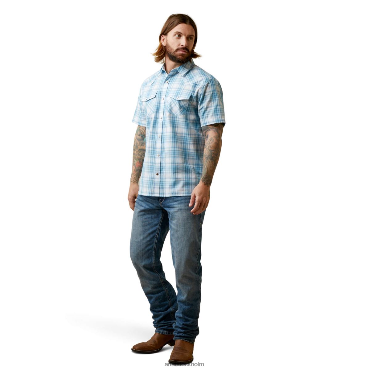 blast Ariat hanniston skjorta med retro passform vit sparris män F04841380