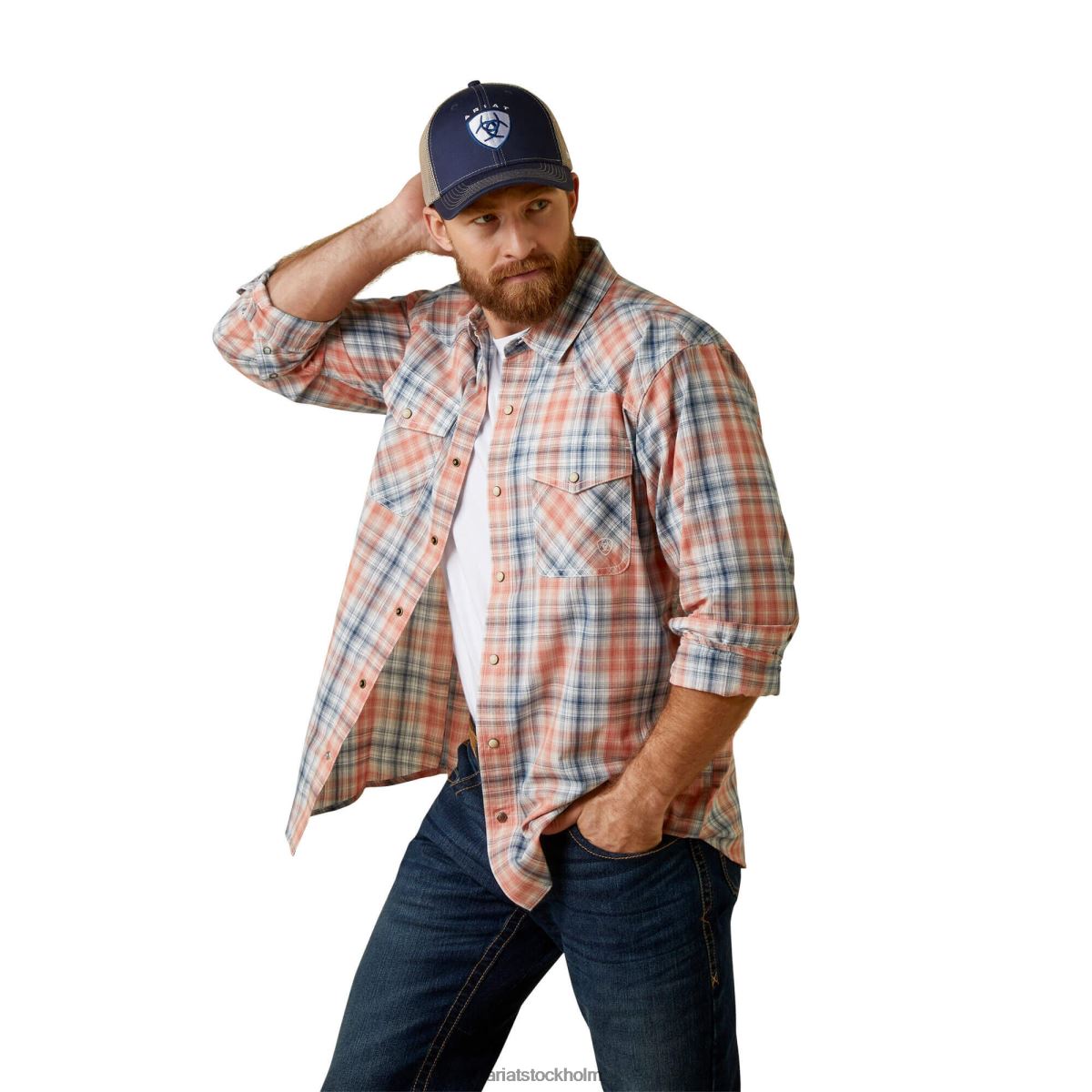 blast Ariat hantioch skjorta med retro passform blekt tegel män F04841374